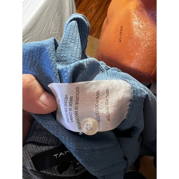 Tahari Blue Button Down Short Sleeve Slim Fit XL - Picture 10 of 10